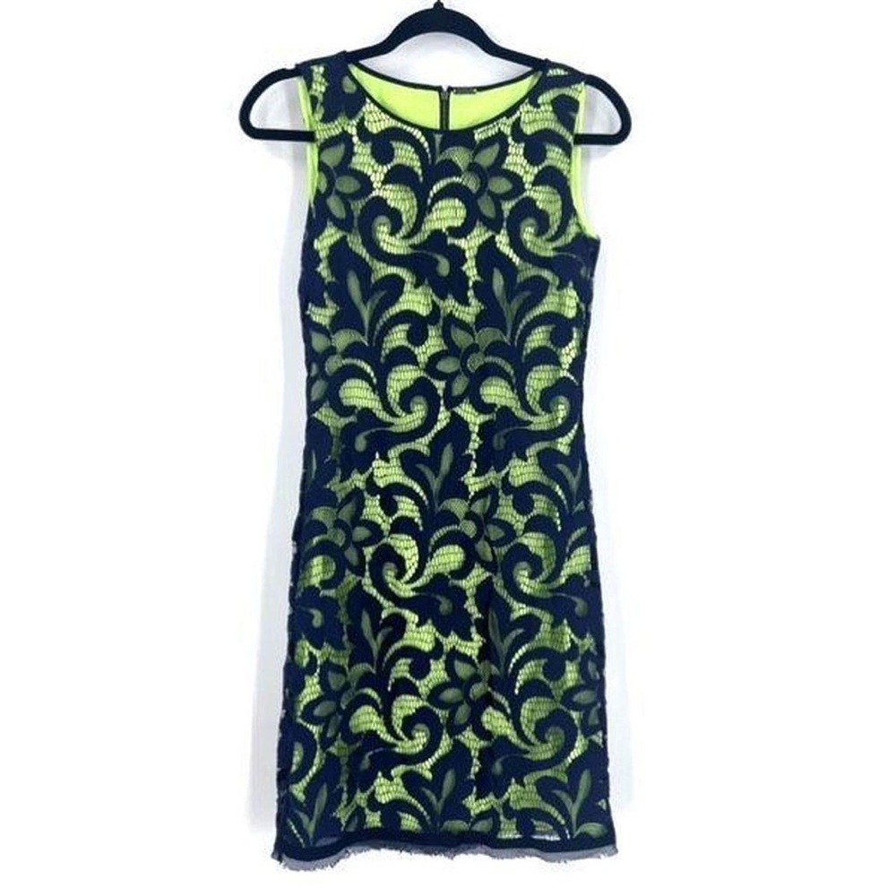 Elegant Black and Green Lace Dress